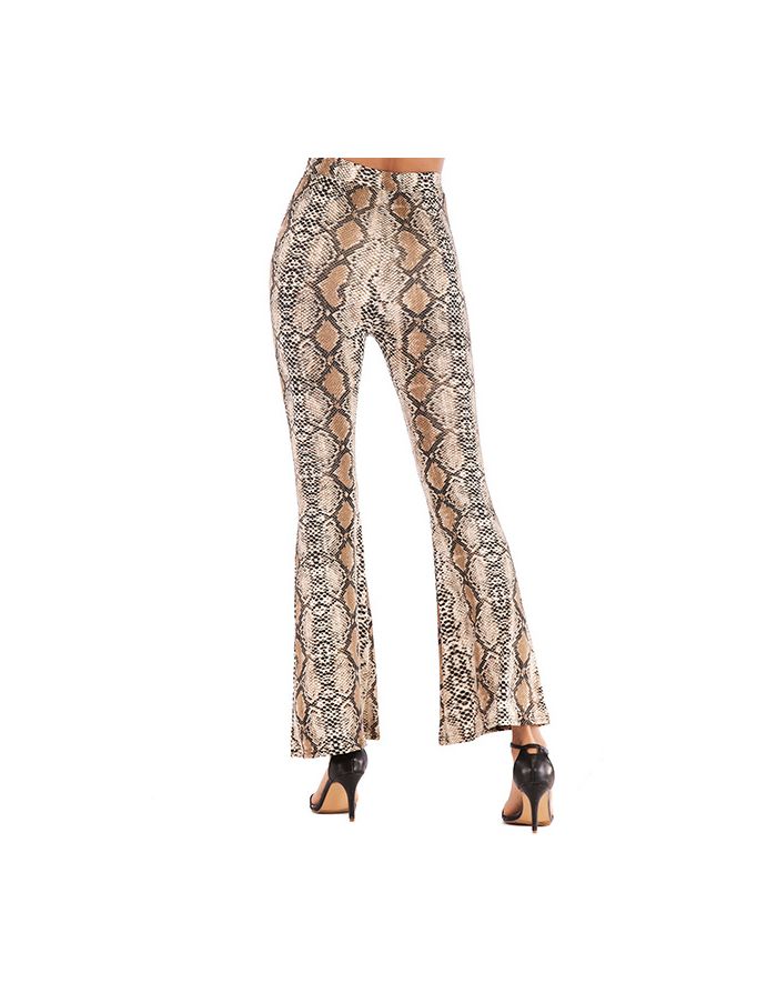 Snakeskin Printed Chic High Waist Sexy Slim Woman's Summer Trumpet Pants
